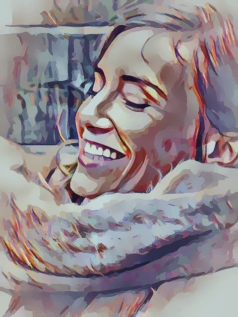 Free download Woman Happy Content -  free illustration to be edited with GIMP free online image editor