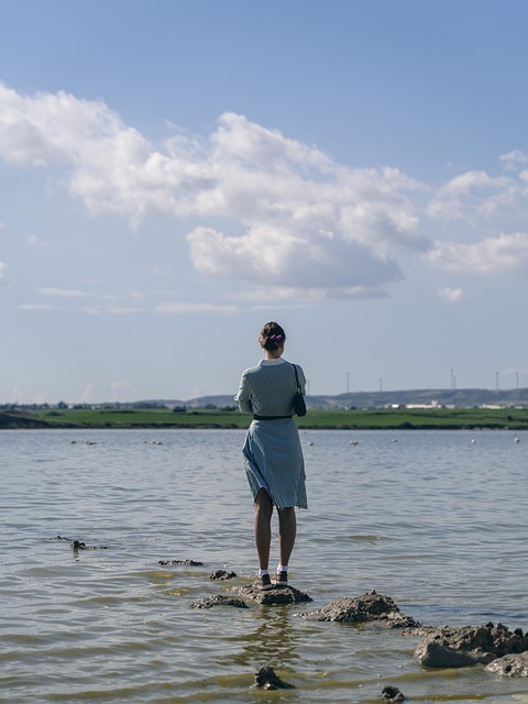 Free download woman lake dress standing alone free picture to be edited with GIMP free online image editor