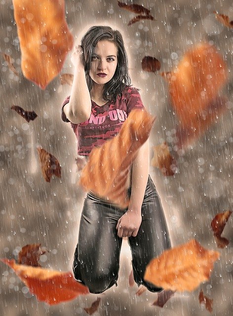 Free download Woman Leaves Autumn -  free free photo or picture to be edited with GIMP online image editor