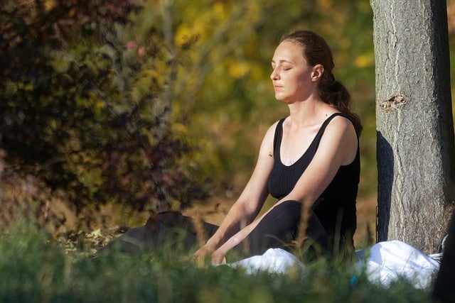 Free download woman meditation park mindfulness free picture to be edited with GIMP free online image editor