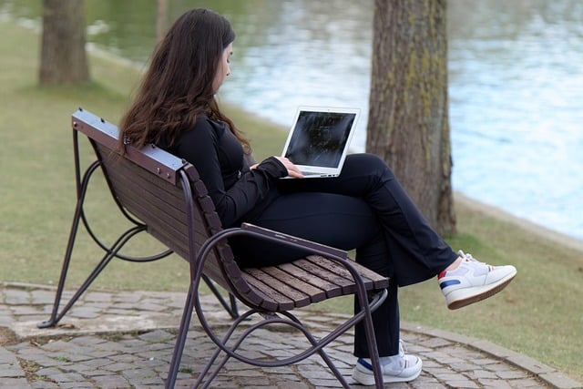 Free download woman park working laptop free picture to be edited with GIMP free online image editor