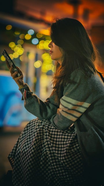 Free download woman phone night bokeh street free picture to be edited with GIMP free online image editor