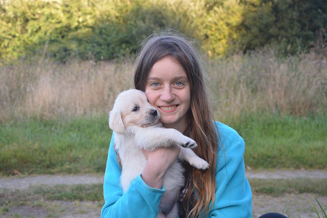 Free download woman puppy outside portrait joy free picture to be edited with GIMP free online image editor