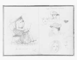Free download Woman Sketching, Various Portrait Studies (from Switzerland 1870 Sketchbook) free photo or picture to be edited with GIMP online image editor