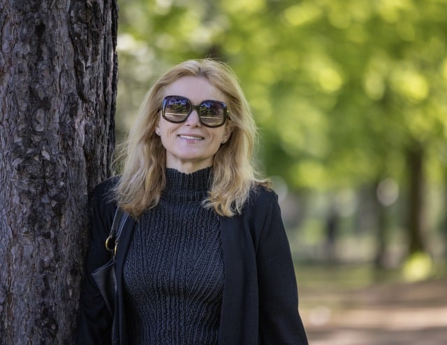 Free download woman sunglasses smile happy trees free picture to be edited with GIMP free online image editor