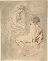 Free download Woman Talking to a Seated Male Nude free photo or picture to be edited with GIMP online image editor