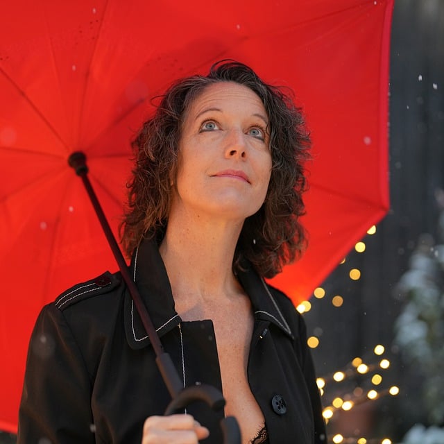 Безкоштовно завантажте безкоштовне зображення жіночої парасолі, сніжне світло, пальто, яке можна редагувати за допомогою безкоштовного онлайн-редактора зображень GIMP