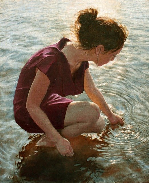 Free download Woman Water Sunlight -  free illustration to be edited with GIMP free online image editor