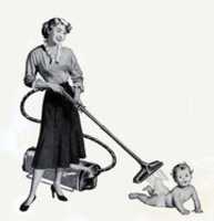 Free download Woman with a vacuum cleaner near a baby free photo or picture to be edited with GIMP online image editor
