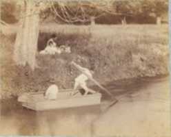 Free download [Two Boys Playing at the Creek, July 4, 1883] free photo or picture to be edited with GIMP online image editor
