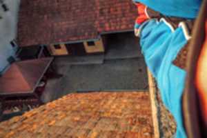 Free download 04.11.2017 / View down to our yard / antenna mounting on the roof / Taken in Bakovci free photo or picture to be edited with GIMP online image editor