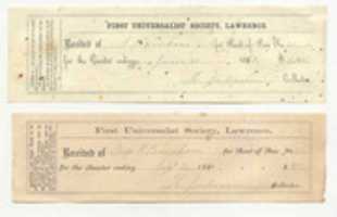 Free download 1861 First Universalist Church Donation Receipts Lawrence Massachusetts  free photo or picture to be edited with GIMP online image editor
