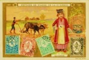 Free download 1885 Liebig Trading Cards: National Costumes & Stamps  free photo or picture to be edited with GIMP online image editor