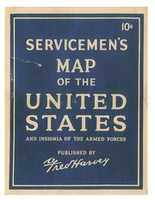 免费下载 (1942) Map of the United States and Insignia of the United States 免费照片或图片可使用 GIMP 在线图像编辑器进行编辑