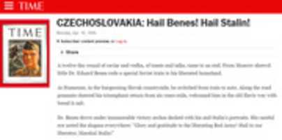 Free download 1945 Hail Benes Hail Stalin TIME Magazine 4.16.1945 free photo or picture to be edited with GIMP online image editor