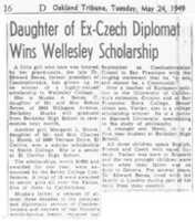 Free download 1949 Muska Benes Receives Scholarship To Wellesley College free photo or picture to be edited with GIMP online image editor