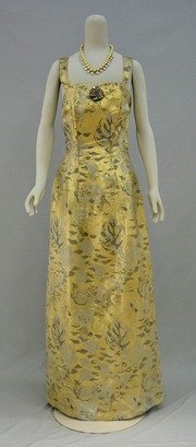 Free download 1950`s Gold Brocade Evening Dress ` Daphne`, Matched With A 1990`s Necklace free photo or picture to be edited with GIMP online image editor