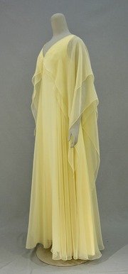 Free download 1970`s Lemon Chiffon Evening Gown With Bat Wings ` Lucinda` free photo or picture to be edited with GIMP online image editor