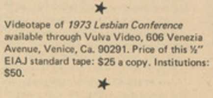 Bezpłatne pobieranie 1973 Vulva Video National Lesbian Conference Videotape Ad In Women And Film 1974 darmowe zdjęcie lub obraz do edycji za pomocą internetowego edytora obrazów GIMP