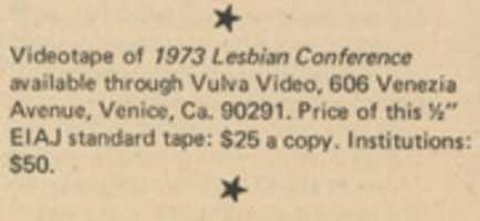 Free download 1973 Vulva Video National Lesbian Conference Videotape Ad In Women And Film 1974 free photo or picture to be edited with GIMP online image editor