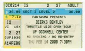 Free download 2008 2 14 Dierks Bentley Ticket Odome Gainesville Fl free photo or picture to be edited with GIMP online image editor