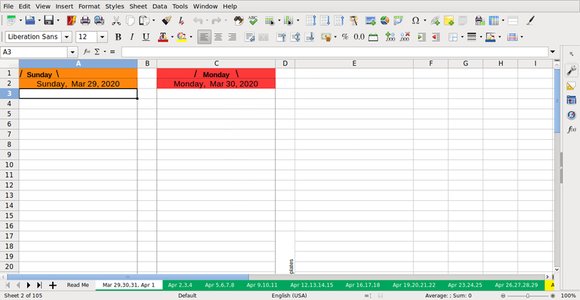 Modelo gratuito 2020 Calendário de cartões diários com guias, vertical 3X5 válido para LibreOffice, OpenOffice, Microsoft Word, Excel, Powerpoint e Office 365