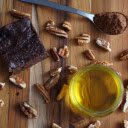 A brownie with nuts and chocolate on a cutting board  screen for extension Chrome web store in OffiDocs Chromium