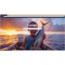 A child sits on a small boat drifting in the blue sea.  screen for extension Chrome web store in OffiDocs Chromium