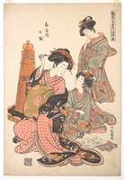 Free download A Courtesan, Seated, Looks at the Book a Kamuro (Girl Attendant) is Reading free photo or picture to be edited with GIMP online image editor