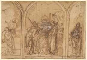 Free download A Design for a Triptych with the Adoration of the Two Saints free photo or picture to be edited with GIMP online image editor