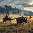A detailed view of an extinct Triceratops dinosaur  screen for extension Chrome web store in OffiDocs Chromium