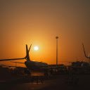 Airplane Silhouette During Sunset at Airport  screen for extension Chrome web store in OffiDocs Chromium