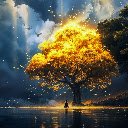 Albero Dorato Radiante vicino al Lago Incantato  screen for extension Chrome web store in OffiDocs Chromium