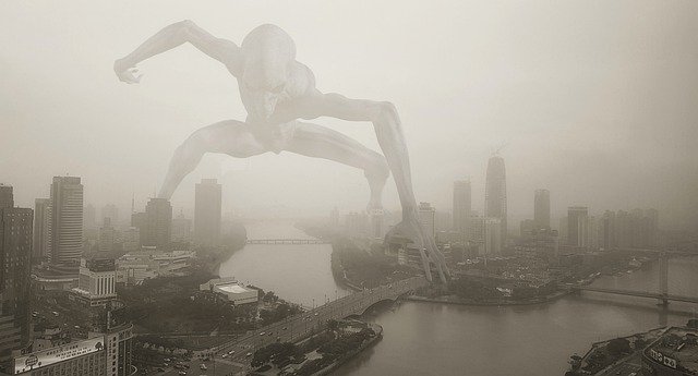 Free download alien fog city giant alien giant free picture to be edited with GIMP free online image editor