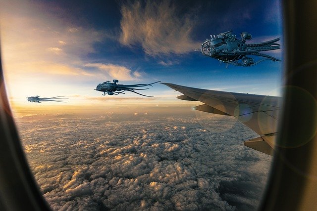 Free download alien ufo spaceships fantasy sky free picture to be edited with GIMP free online image editor