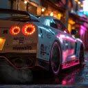 A live wallpaper of the Nissan GTR R35 surrounded by neon lights.  screen for extension Chrome web store in OffiDocs Chromium