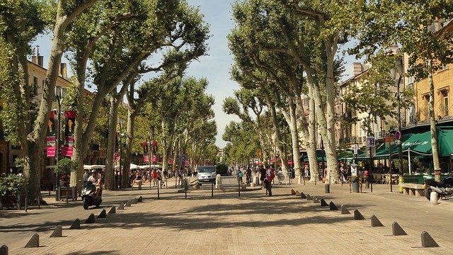 Free download alley city street plane trees free picture to be edited with GIMP free online image editor