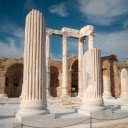 Ancient Roman Ruins in Side, Antalya under Blue Sky  screen for extension Chrome web store in OffiDocs Chromium
