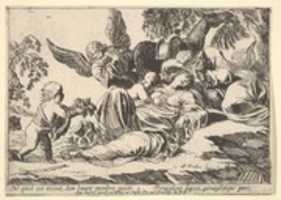 Free download Angels Giving Fruit to the Sleeping Holy Family free photo or picture to be edited with GIMP online image editor