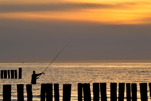 Free download angler sunset sea baltic sea coast free picture to be edited with GIMP free online image editor