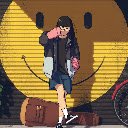 Anime Girl Art Smiley Anime Theme  screen for extension Chrome web store in OffiDocs Chromium