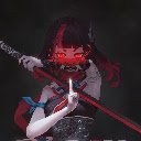 Anime Girl Red Eye Warrior Katana Anime Theme  screen for extension Chrome web store in OffiDocs Chromium