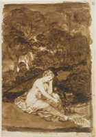 Téléchargement gratuit d'une femme nue assise à côté d'un ruisseau (été?), de l'album Images of Spain (F), page 32, photo ou image gratuite à modifier avec l'éditeur d'images en ligne GIMP