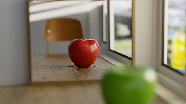 Free download apple fruit mirror reflection free picture to be edited with GIMP free online image editor