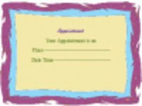 Free download Appointment Card Template DOC, XLS or PPT template free to be edited with LibreOffice online or OpenOffice Desktop online