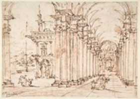 Free download Architectural Capriccio: Vaulted Colonnade of a Palace free photo or picture to be edited with GIMP online image editor