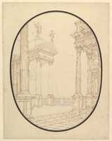 Free download Architectural Perspective, in an Oval: Porch of a Palace with Corinthian Colums. free photo or picture to be edited with GIMP online image editor