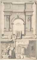 ดาวน์โหลด A Reconstruction of the Arch of Domitian (ด้านบน) และดู Ruins (ด้านล่าง) ฟรีรูปภาพหรือรูปภาพที่จะแก้ไขด้วยโปรแกรมแก้ไขรูปภาพออนไลน์ GIMP