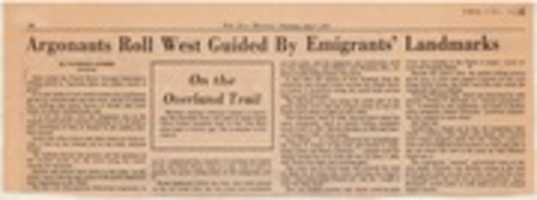 Free download Argonauts roll west guided by emigrants landmarks (San Jose Mercury, July 7, 1977) free photo or picture to be edited with GIMP online image editor