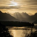 A Scenic View of Lake Lucerne from Meggen in Grayscale  screen for extension Chrome web store in OffiDocs Chromium